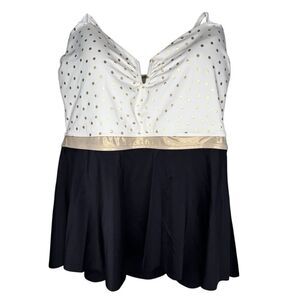 New! Eco Swim Tankini Top Sweetheart Plus Size Women’s White/Black Top Sz 14